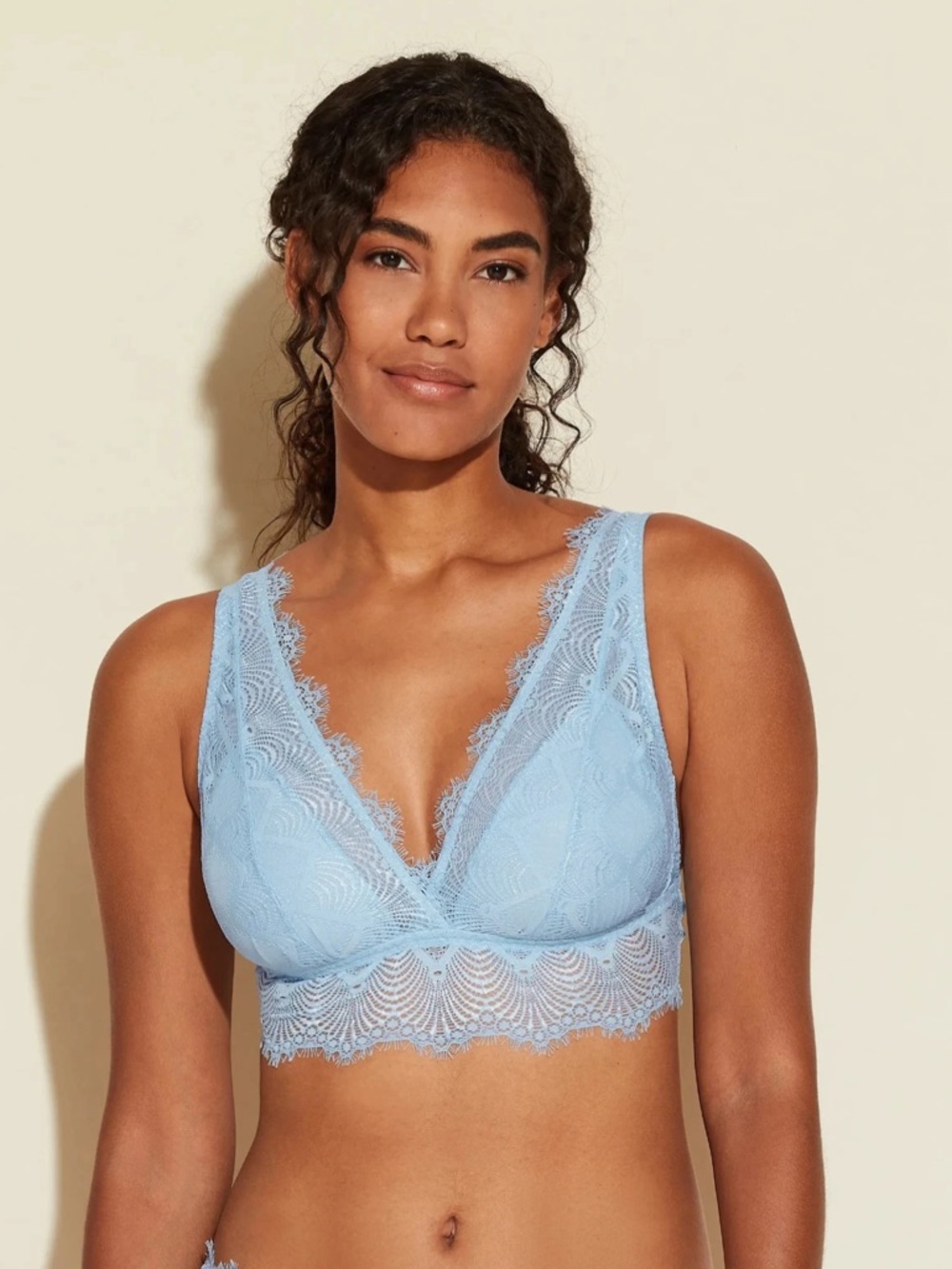 Cosabella Allure Curvy Plunge Bralette Aasmani Blue Size Large Brand New